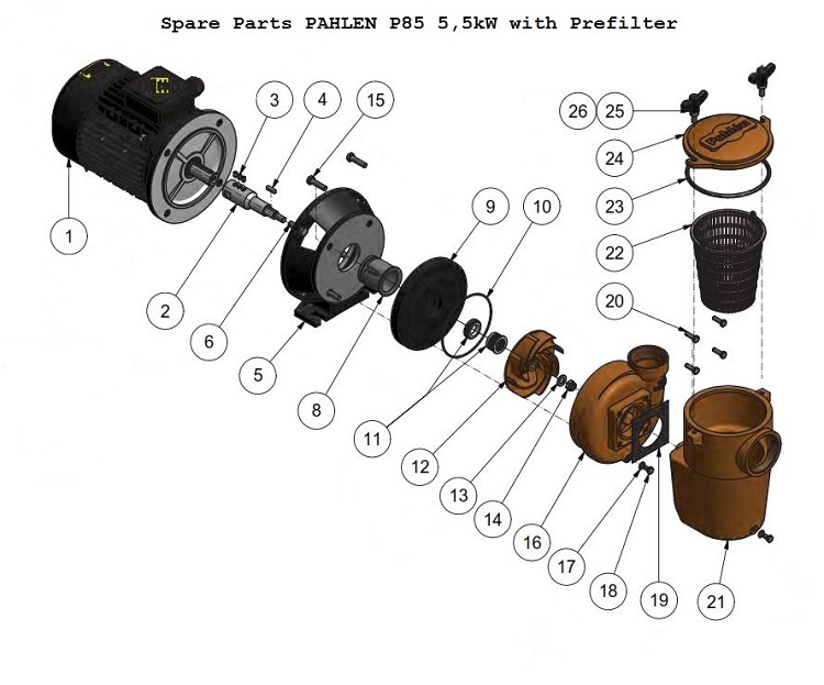 Spare parts Pahlen P85 5,5kW + Prefilter